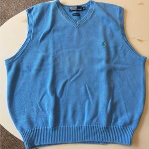Vintage 90s Polo Ralph Lauren Sky Blue V-Neck Sweater Vest Men’s XL